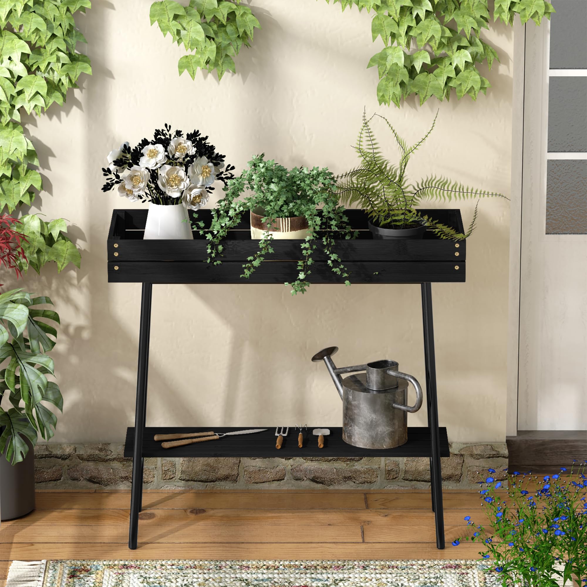 Amazon.co.jp: BAMBANG フラワースタンド 室内用 竹製2段式プランター